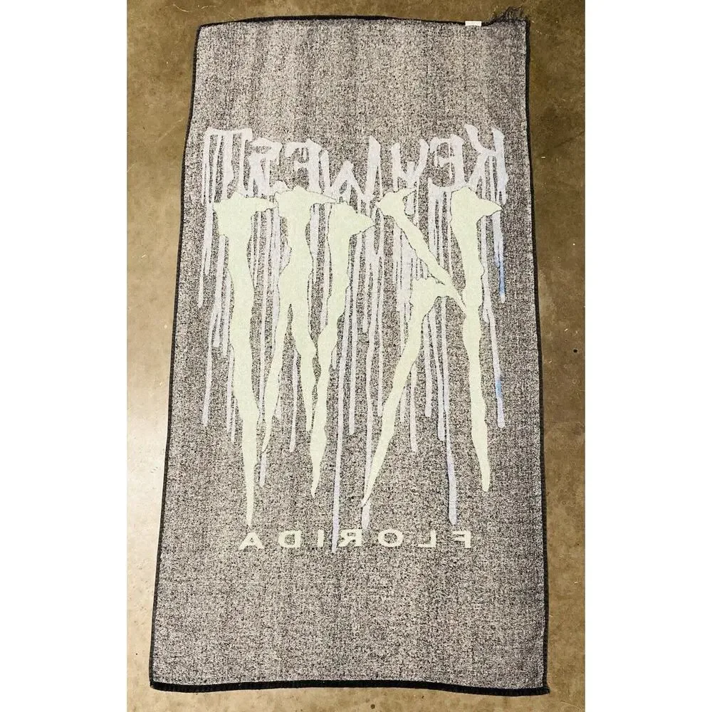 Vintage FLORIDA Beach Towel Key West Creepy Black Green 100% Cotton Event Souven
